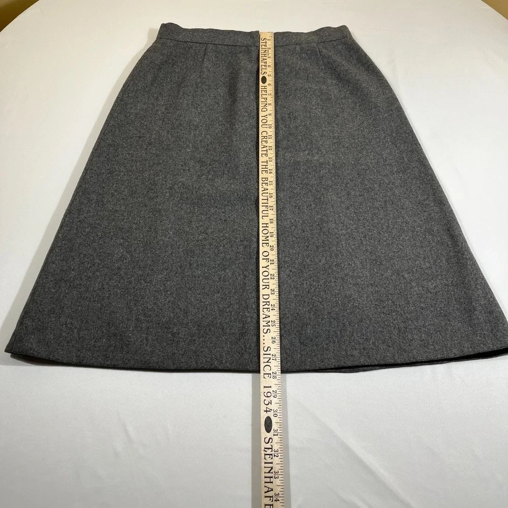 St Michael Vintage Wool A-Line Skirt 18 Grey Midi‎ Dark Academia Mod Minimalist